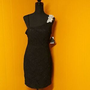 NWT One shoulder cocktail mini black  dress